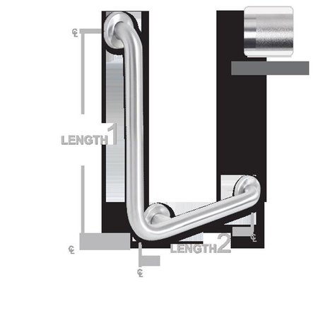 AJW AJW UG120X-K1632L 16 X 32 In. Exposed Flange; 1.25 In. Diameter Grab Bar; Peened Grip - Configuration K UG120X-K1632L